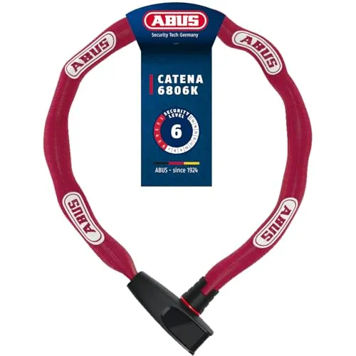 ABUS Kettenschloss Catena 6806K – Pinkes Fahrradschloss aus gehärtetem Stahl - Fahrradschlösser mit flexibler 85 cm Kette, idealer Basisschutz und modischem Textilschlauch zum Schutz des Rahmens vor Kratzern.