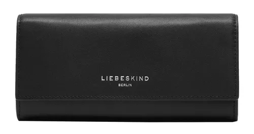 Liebeskind Berlin Women's Valentina Purse, Black Calf L - Damen-Geldbörse aus feinem Rindsleder in Kroko-Optik mit RFID-Schutz, elegantes Design und praktische Innenaufteilung für Scheine und Karten.