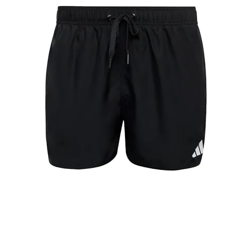 Adidas Herren 3 Stripes Badehose 3 INCH, Schwarz/Weiß, XS - Stylische Badehose mit elastischem Bund und Kordelzug, gefertigt aus 100 % recyceltem Polyester. Ideal für Strand und Schwimmbad, bietet hohen Tragekomfort und schnelles Trocknen.
