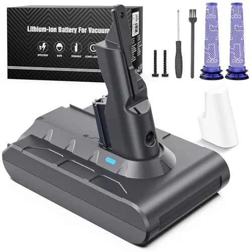 6500mAh V7 Akku, Keenstone Ersatzakku für Dyson V7 SV11 Animal Trigger Abosolute Motorhead Pro Fluffy Mattress Staubsauger mit 2 Filter