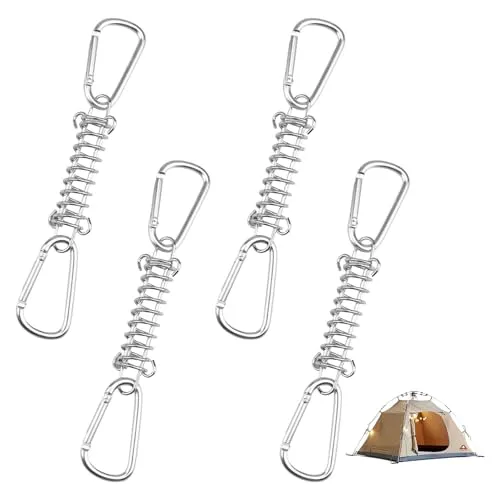 Stück Sonnensegel Befestigung Set,Zugfedern mit Haken,Zugfeder Sonnensegel Zubehör Set,Spanner zugfeder,Edelstahl Zugfedern Usammen Ösen Markisen Karabiner für Camping Beschwerte Zelt Federschnalle 4