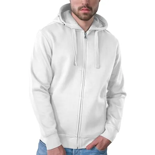 HRM Herren 707 Premium Hooded Jacket I Fair Trade Kapuzenjacke, 320 g/m² I Aus 70% Baumwolle & 30% recyceltem Polyester, White, XXL