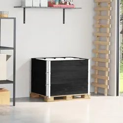 vidaXL Paletten-Aufsatzrahmen 3 Stk. Schwarz 80x60cm aus Kiefernholz - Praktische und stapelbare Palettenrahmen für effiziente Lagerung und Transport. Robustes Kiefernholz sorgt für Stabilität und Langlebigkeit. Faltbares Design für platzsparende Aufbewahrung.