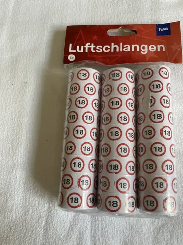 S068 Folat 3 Rollen 27 Stück Luftschlangen „18“ - 18. Geburtstag Partydekoration
