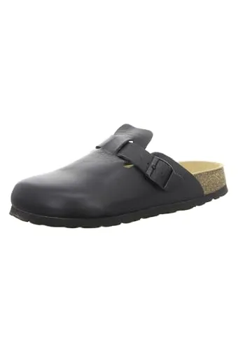 Natural Sense Unisex Hausschuhe Clog Leder schwarz 1095023 - Clogs & Pantoletten für Herren, komfortables Tieffußbett für ganzjährigen Tragekomfort und optimale Fußunterstützung.