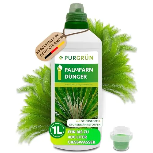 Purgrün Palmfarn Dünger 1L - Flüssigdünger für Palmfarne, NPK 10+4+6, fördert kräftiges Blattwerk und robustes Wachstum mit allen wichtigen Nährstoffen.