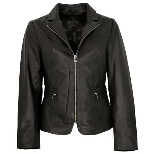 Maddox - Damen Echtleder Lederjacke Blazer Lammnappa schwarz
