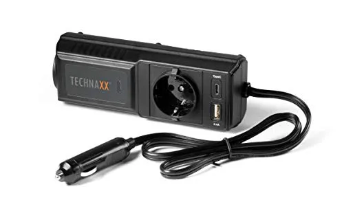 Technaxx TE21 Wechselrichter 200W - Spannungswandler für mobile Nutzung, 2x USB-Anschlüsse mit Quick Charge und Überhitzungsschutz