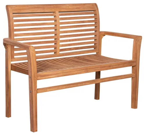 MR.DEKO Gartenbank Derby Teak 120 cm - Stapelbar und Witterungsbeständig - Sitzbänke - Robuste Teak Gartenbank für langlebigen Komfort, ideal für Terrasse oder Balkon, mit natürlicher Ausstrahlung und optimalem Sitzkomfort.