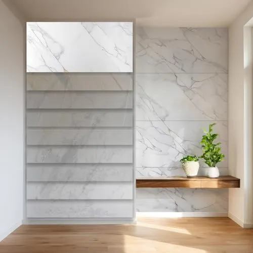 HEXIM Marmorplatten Optik 4er-Set 122×70cm SPC Kunststoff Innen & Außenbereich Granit Steinoptik - Duschrückwand Küchenrückwand Wandpaneel Wohnzimmer gold (3,42 m² 80116) B-Serie