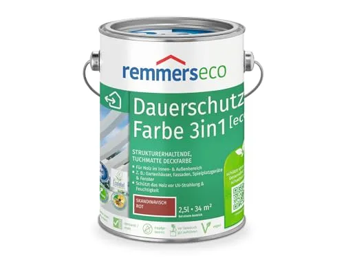 Remmers Eco Öl-Farbe 2,5L - Skandinavischrot - Ökologische Farbe für Holz, ideal für Innen- und Außenanwendungen, bietet einen matten Glanz und ist umweltfreundlich.