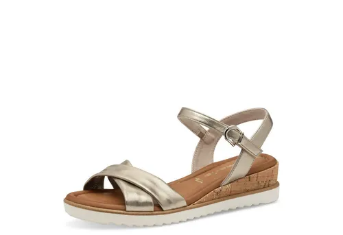 Tamaris Sandalette Damen Vegan Flach metallic, EU 38 in gold von Tamaris