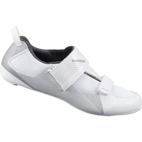 Shimano TR501 White (W01) 44 - Hochwertige Fahrradschuhe - Fahrradschuhe für Mountainbiken und Rennradfahren mit nahtloser Konstruktion für optimale Passform und T1-Quickstrap für blitzschnelle Wechselzeiten. Ideal für lange Strecken und intensive Trainings.