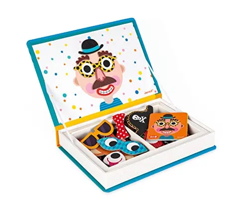 Janod J02716 Magneti'Book Crazy Faces Educational Game, Boys,Blue