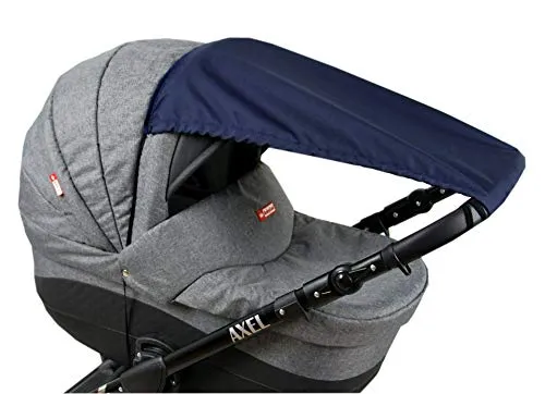 BABYLUX Sonnenschutz UV Rollo Schütz SONNENSEGEL Sonnendach für Kinderwagen Buggy (Marine Blau)