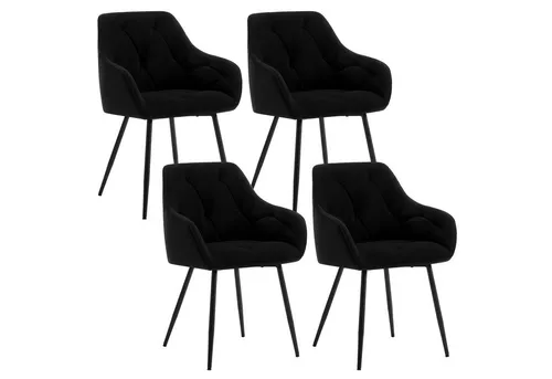 Woltu 4-Fußstuhl Set von 4, ergonomischer Samt-Stuhl in schwarz von WOLTU