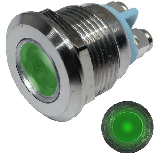 Edelstahl Kontrollleuchte V2A Signalleuchte Ø22mm LED Grün IP67 Schraubanschluss