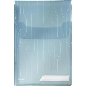 Leitz Prospekthüllen 4727-00-03, CombiFile Maxi A4, blau, genarbt, 0,20 mm, oben offen, mit Klappe, 3 Stück
