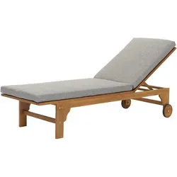 Mendler Sonnenliege HWC-N48 - Gartenliege aus massivem Akazienholz mit 4-facher Höhenverstellung und wasserabweisendem Kissen für maximalen Komfort und Langlebigkeit im Außenbereich.