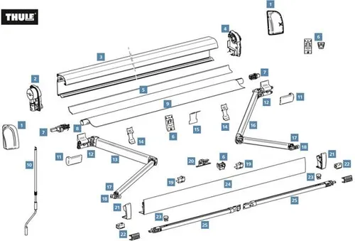 Thule Stützfuß oval für Markise 4200 2,6 Meter