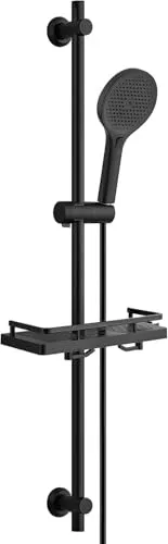 JOHO Edelstahl Duschstange 100 cm mit Ablage und Handbrause – Verstellbar und flexibel