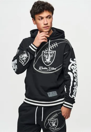 Recovered Kapuzenpullover Re:covered Oversize PATCHES NFL Teams schwarz XL - Herren-Sweatshirt aus 100% Baumwolle, im stylischen Oversize-Design mit coolen NFL-Team-Patches für echte Fans.