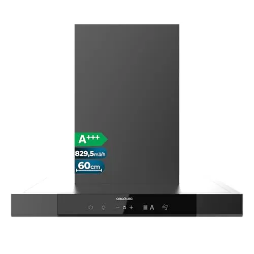 Cecotec T-förmige Dunstabzugshaube 60cm Bolero Flux TT 609500 Slim Dark Inox . 829,5 m³/h, Bewegungssteuerung, Wärmesensor, Doppel-Booster mit hoher Effizienz und innovativer Technologie