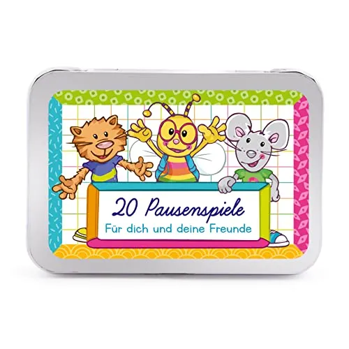 TRENDHAUS ABC Champions 20 Pausenspiele in Metallbox, Kleines Geschenk zum Schulanfang
