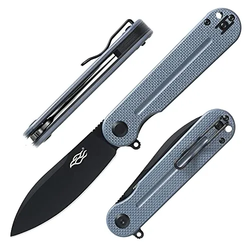 Firebird GANZO FH922PT-GY Taschenmesser, rasiermesserscharf, D2 Edelstahl Schwarze Klinge G10 Anti-Rutsch-Griff mit Clip Camping Jagd Angeln, Outdoor Klappmesser (Grau)