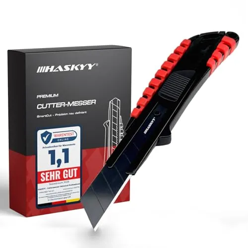 HASKYY Cuttermesser Universal Professional 18mm mit Extra scharfer SK5 Klinge Cutter Messer Abbrechklinge Kartonmesser Teppichmesser