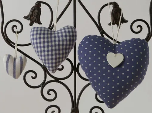 matches21 HOME & HOBBY Dekohänger Stoff Herzen Dekohänger Aufhänger Landhaus Premium LINA 3er 12 cm (0 St), Feinwaschprogramm bei 30°-40° C