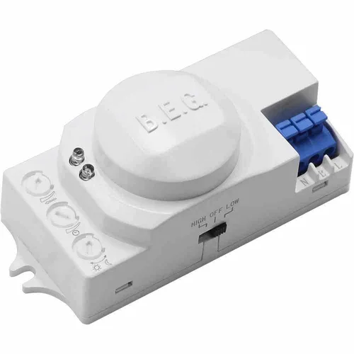 BEG HF-MD1 Radar Bewegungsmelder - Hochfrequenz-Bewegungsmelder für Unterputzeinbau, temperaturunabhängige Detektion und einstellbare Reichweite bis 8 m, ideal für Treppenhausüberwachung.