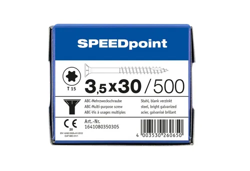 SPAX Schraube ABC SPEEDpoint Senkkopf T15 Teilgewinde Schabenut A2J 3,5x30mm (500)