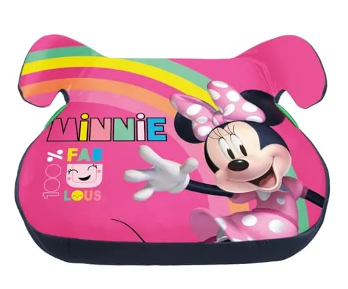 Minnie Kinder Auto-Sitzerhöhung - i-Size zugelassene Sitzerhöhung mit Minnie Maus Motiv, bietet höchste Sicherheit und Komfort für kleine Fahrgäste.