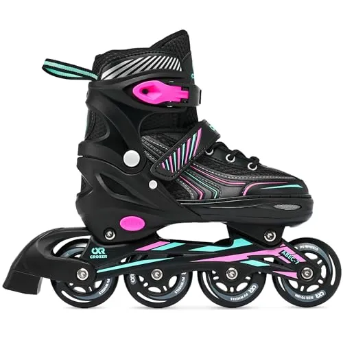 CROXER Optima Inline Skates Inliner für Kinder Erwachsene verstellbar (Mint/Pink, 39-42 (24cm-26,5cm))