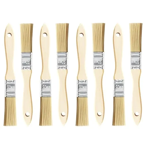 TubeRoo Malerpinsel Set 8X 20 mm Kleiner Flachpinsel für Lacke Lasuren Öle Wand-Farben Acryl, Lackierpinsel, Lasurpinsel, Farbpinsel am Holz Metall