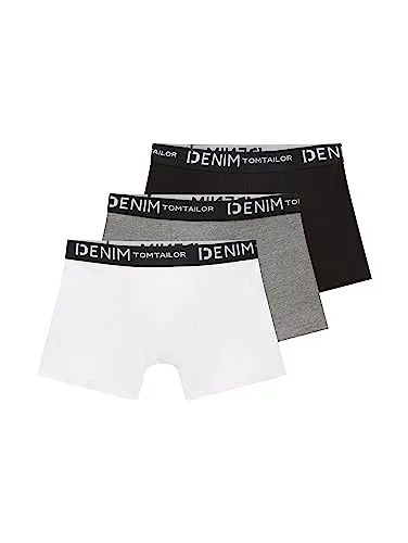 TOM TAILOR Denim Boxershorts (Packung, 3-St) mit Logo-Stretchbund - Boxer anliegend, ideal für jeden Tag mit elastischem Jerseystoff und flexiblem Bund für perfekten Sitz und Komfort.