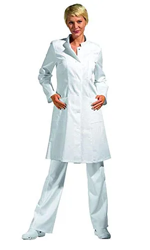 Leiber Arbeitskittel Mantel 08/5790 für Damen, Größe 44/46 - Damen Arbeitskittel in Weiß mit langen Ärmeln, 100% Baumwolle, waschbar bis 95 °C. Mit praktischen Taschen und verstellbaren Ärmelweiten für optimalen Komfort.
