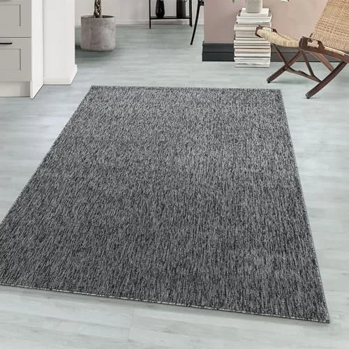 Teppium Moderner Kurzflor Teppich Läufer Flur 60 x 100 cm Grau