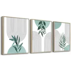 Salbeigrün Boho Wandbild mit Holzrahmen 60x40cm - Stilvolles Wandbild für jedes Zuhause: Pflegeleicht und langlebig, ideal für Wohnzimmer, Schlafzimmer und Büros. Mit präziser HD-Technologie für lebendige Farben und einfache Montage dank integriertem Haken.