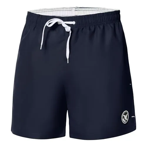 Ladeheid Badehose Herren Bequeme Badeshorts Kurz mit Seitentaschen und Schnürchen, Badeshorts Herren mit Netzfütterung, Perfekt für Sommer, Strand und Schwimmbad – LA40-198 (Marineblau, 5XL)