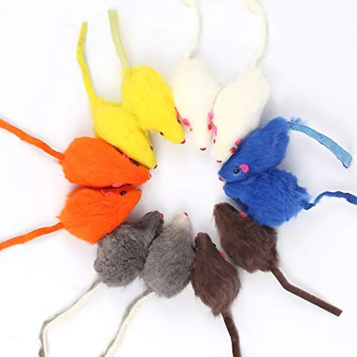 Bluelves Katzenspielzeug Maus, Spielzeugmäuse mit Glocke,12 Stück Maus Katzenminze, Spielzeug Katze Maus Toys, Fellmäuse klein plüschmaus, Interaktives Mouse Spielmaus für Katzen