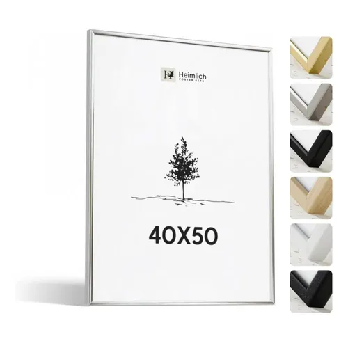 Heimlich® - Bilderrahmen - 40x50 cm, Aluminium, Metall, Silber - Kleiner DIY-Collage-Rahmen mit Folienabdeckung - Nur zur Wandmontage