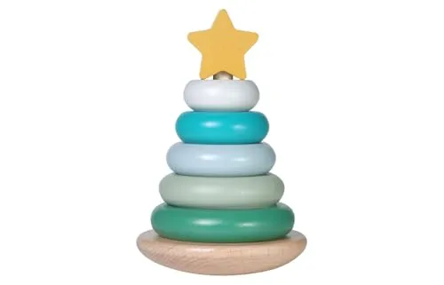 Kindsgut Stapelturm Tannenbaum, Motorikspielzeug, Kinder aus Holz, ab 12 Monaten, 7 Teile, Fördert die Feinmotorik, Lernspielzeug