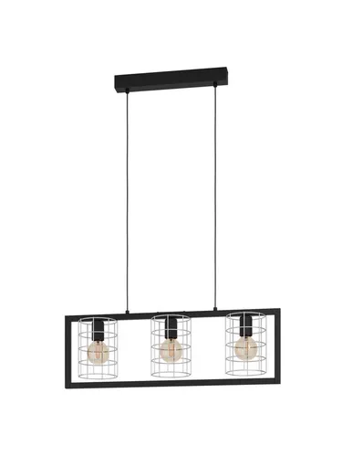EGLO Hängeleuchte JUBILY - Schwarze Hängeleuchte aus Stahl mit wechselbarem Leuchtmittel, ideal für stilvolle Akzente in jedem Raum. Länge 77 cm, Höhe 110 cm.