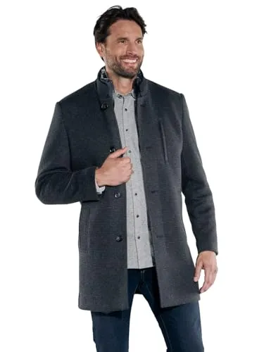 engbers Herren Mantel mit Inlet, Schwarz, Größe 64 - Wandermantel mit herausnehmbarem Inlet und Kunstpelzkragen, ideal für kühle Tage und anspruchsvolle Outdoor-Aktivitäten.