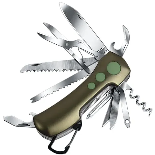 ZIMAIC Taschenmesser,Multitool Messer Schweizer Taschenmesser Vatertag Geschenk - Multifunktionswerkzeug mit 15 Funktionen Taschenwerkzeug für Campen und Notfälle