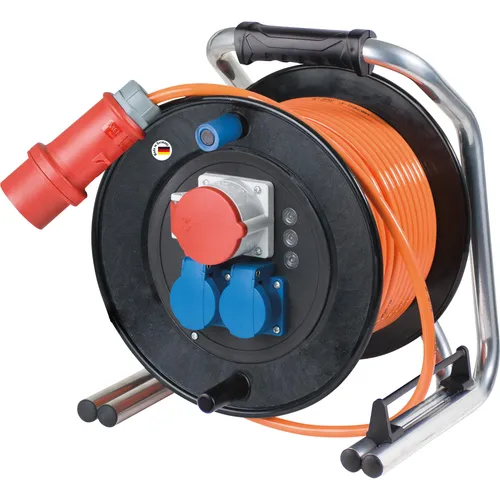 as-Schwabe Kabeltrommel 20753 Panzer-Vollgummi 30m - Kabeltrommel für Baustellen (BGI 608), IP44 spritzwassergeschützt, extrem robust mit vulkanisiertem Hartgummi und 30m H07BQ-F Kabel - ideal für den Außenbereich.