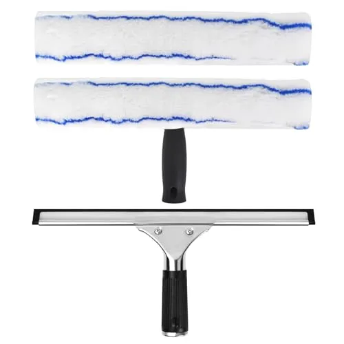 Fensterreiniger Set, Fensterwischer Set, Fensterreinigungsset, Mit Silikonabzieher & 3*Mikrofaserschrubber, Für Keramikplatten, Fenster, Bad, Auto, Glas, Professionelle Glasreinigung Für Heim Und Auto