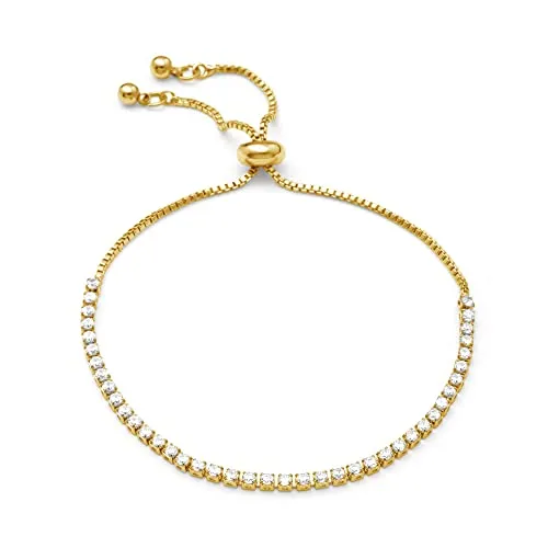 Heideman Armband Ardeo Damen - Aus hochwertigem Edelstahl gold farbend poliert mit Stein weiss glänzend individuell verstellbar mit Verlängerungskettchen Armkette Damen funkelnd goldfarbend